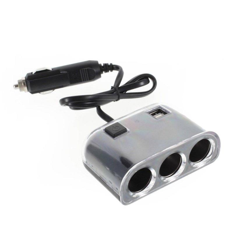Olesson Biloplader med Dual USB og 3-vejs Splitter - Sort