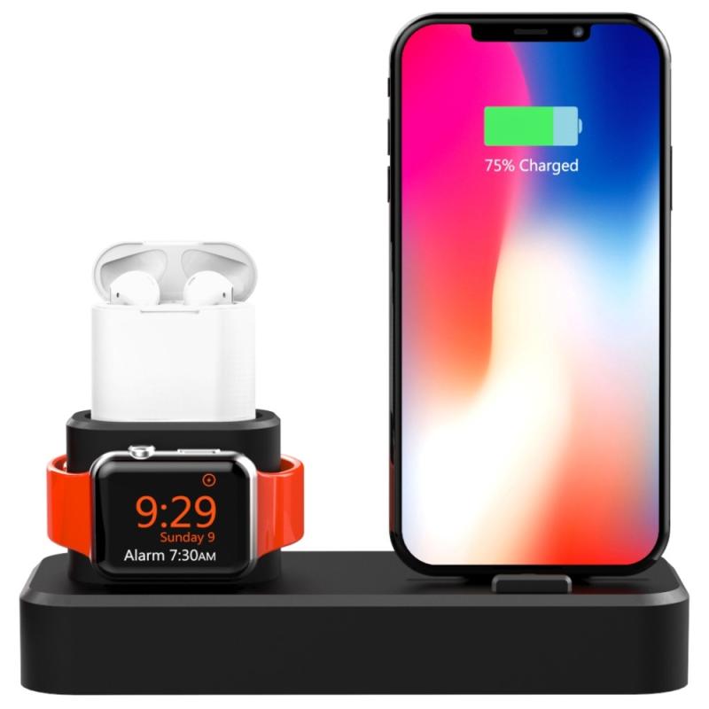 Smart 3-i-1 Oplader Dock til iPhone, Apple Watch & AirPods - Sort