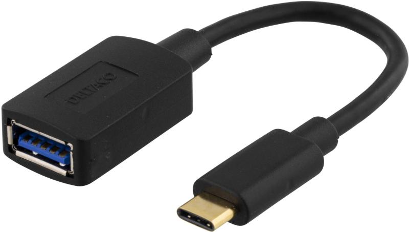 USB-C til USB-A Adapter - 15 cm - Sort