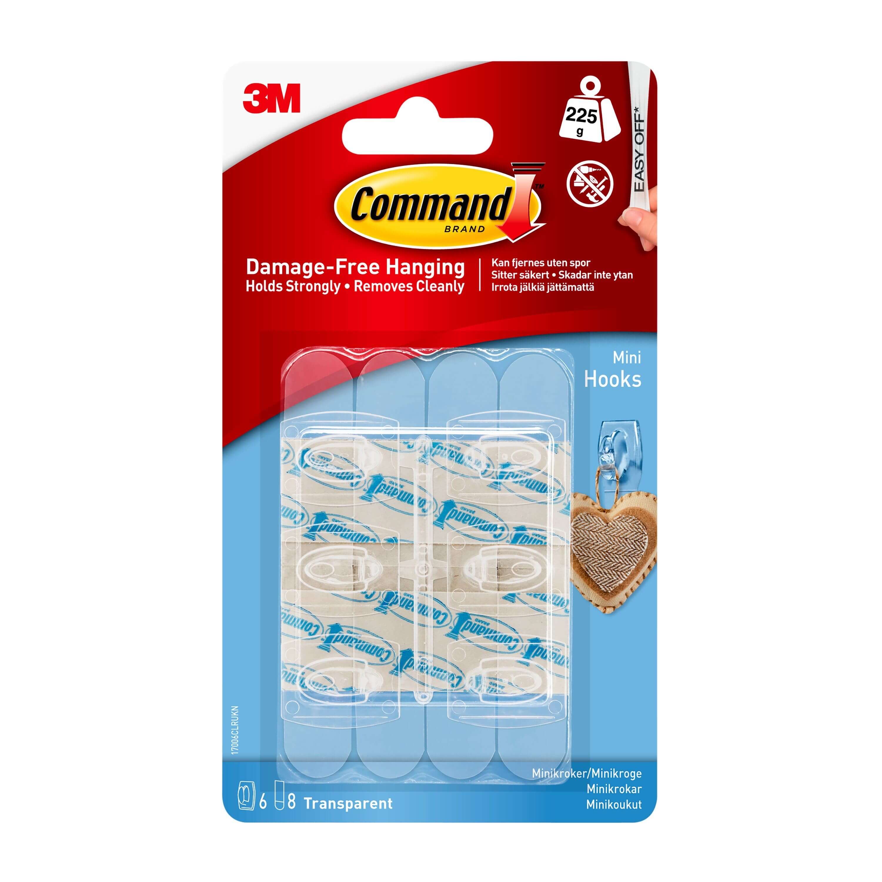 3M Command Gennemsigtige Minikroge med Klæbestrips