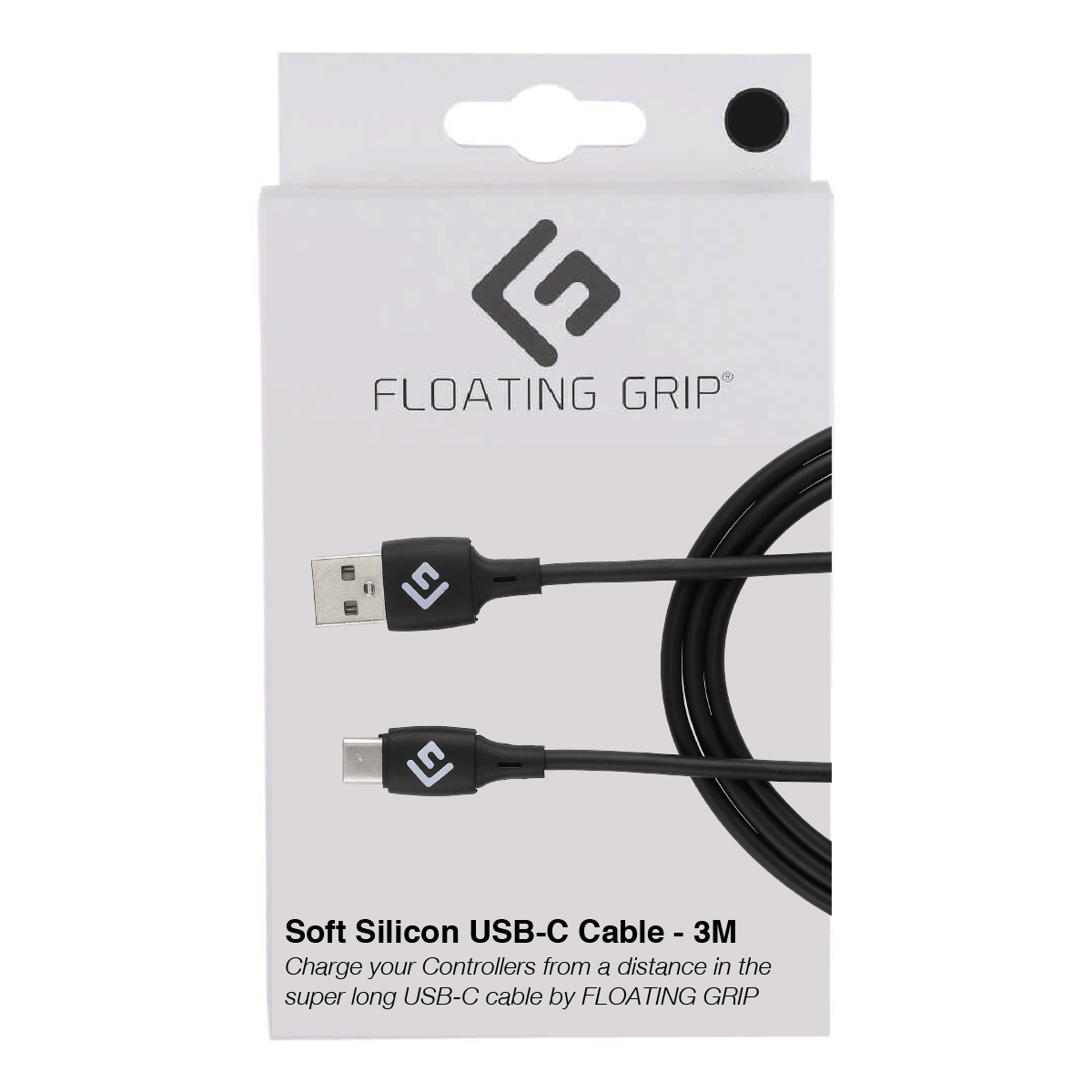 3M Silikone USB-C Kabel fra Floating Grip (Sort) - Must-Have!
