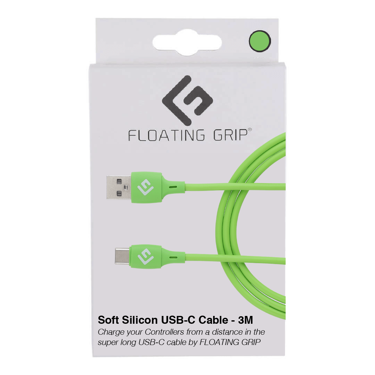 3m USB-C Kabel i Silikone - Grøn fra Floating Grip