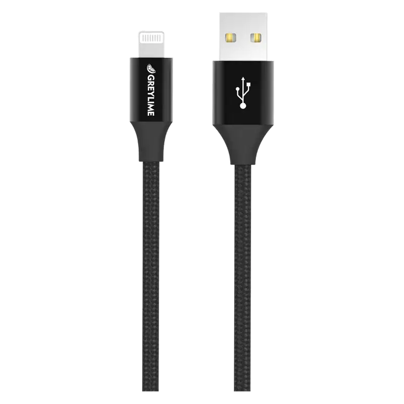 Greylime USB - Lightning Kabel, Sort, 1 Meter til Opladning