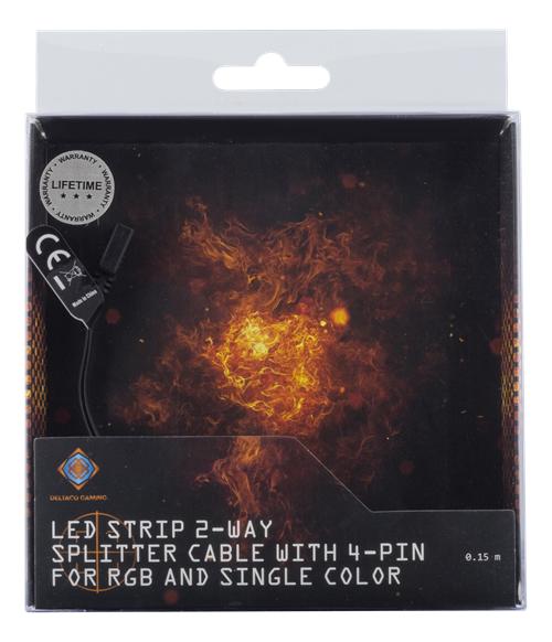 2-way Led Strip Splitter Kabel -passiv - 4-pin - 15cm - Sort