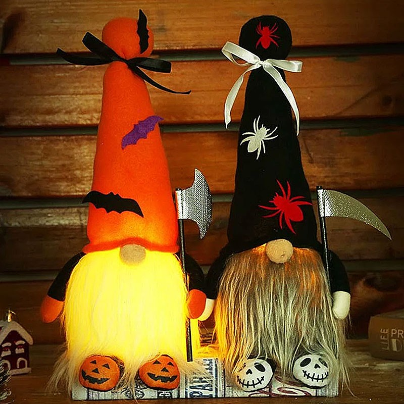 Halloween Troldmand Med Led-lys - 38 Cm