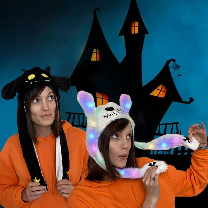 Halloween Hat med Lys og Bevægelige Ører - Festlig Gadget!